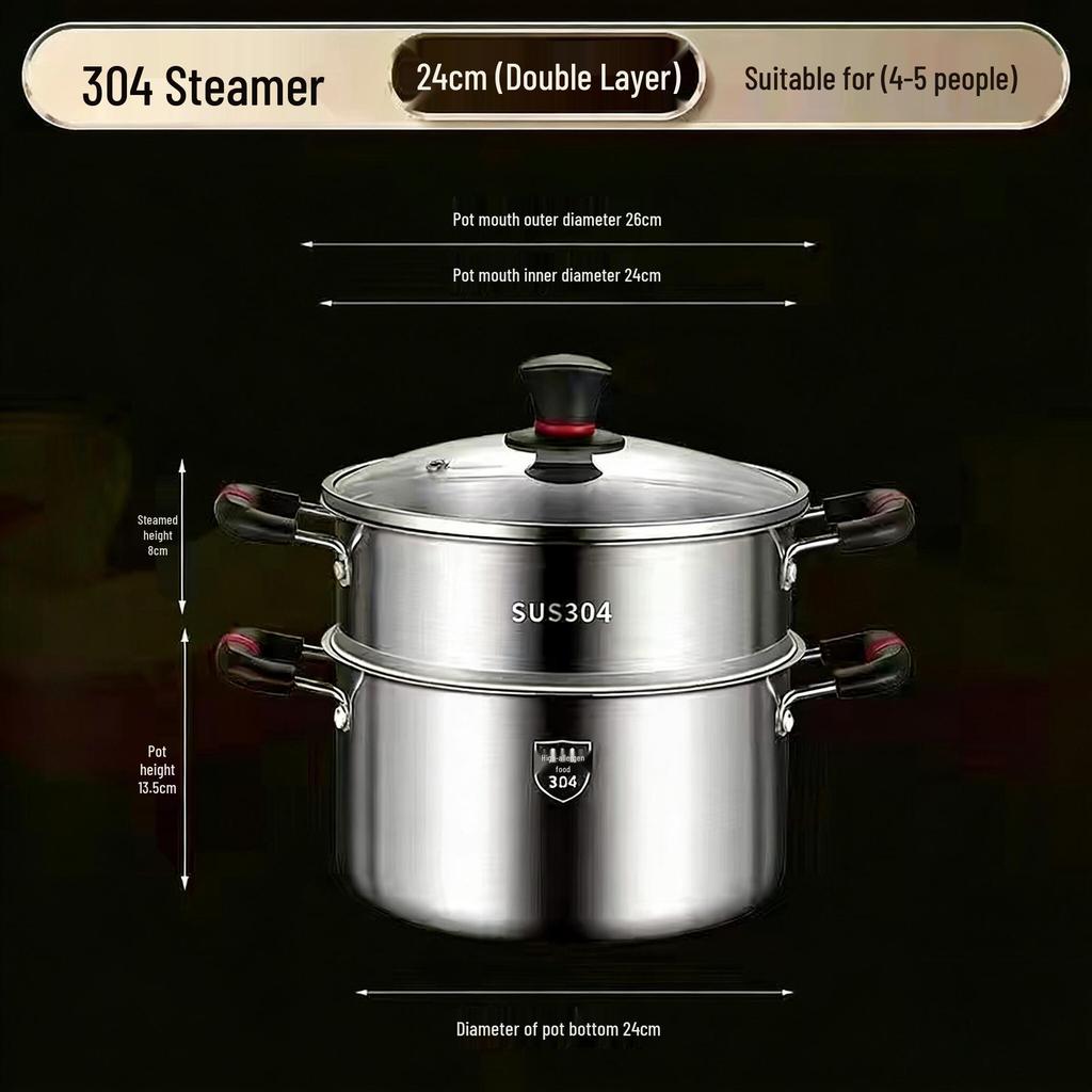 316L Stainless Steel Soup Pot with Handles - Non-Stick for Steaming, Cooking, and Stewing On Induction Cookers