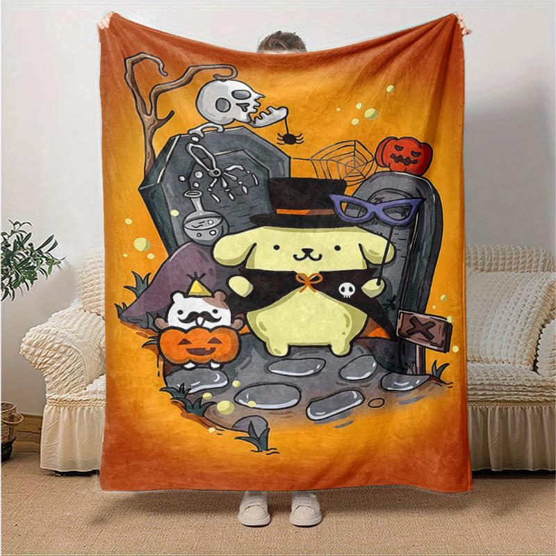 

1pc Pumpkin PomPom Purin Throw Blanket for Room Decor Gift, Living Room, Travel, Camping, Car Blankets, Beach, Office Naps, Home Decoration Bedding Ac 130x150cm