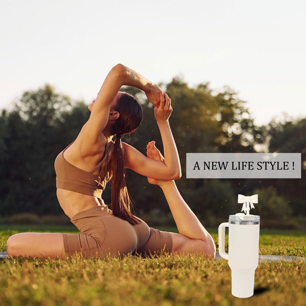 6 Pcs Bow for Stanley Straw Topper, Cute Straw Toppers Silicone Cup Covers Reble Cup Cap Covers Cap 0.4 In/10mm for Stanley 30&40 Oz Tumbler