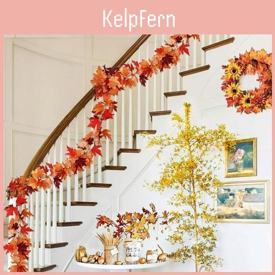 12pcs 175200cm Leaf Maple Fall Garland Indoor Outdoor Hanging Artificial Leaves Plants Vine Rattan Halloween Autumn Fireplace Porch Decoration