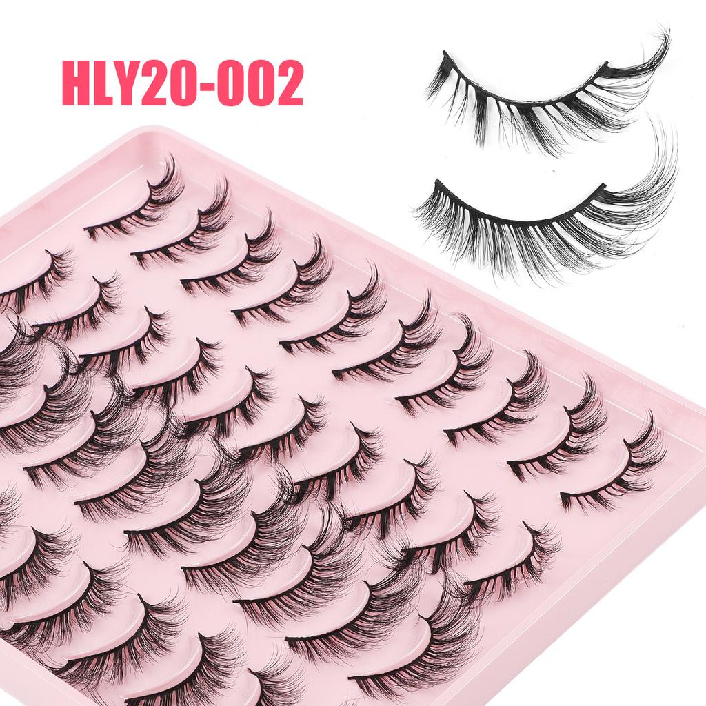 20 Pairs Of Oblique Flying Fox Eyes Large-Capacity Mixed False Eyelashes Natural Thick Simulated Eyelashes