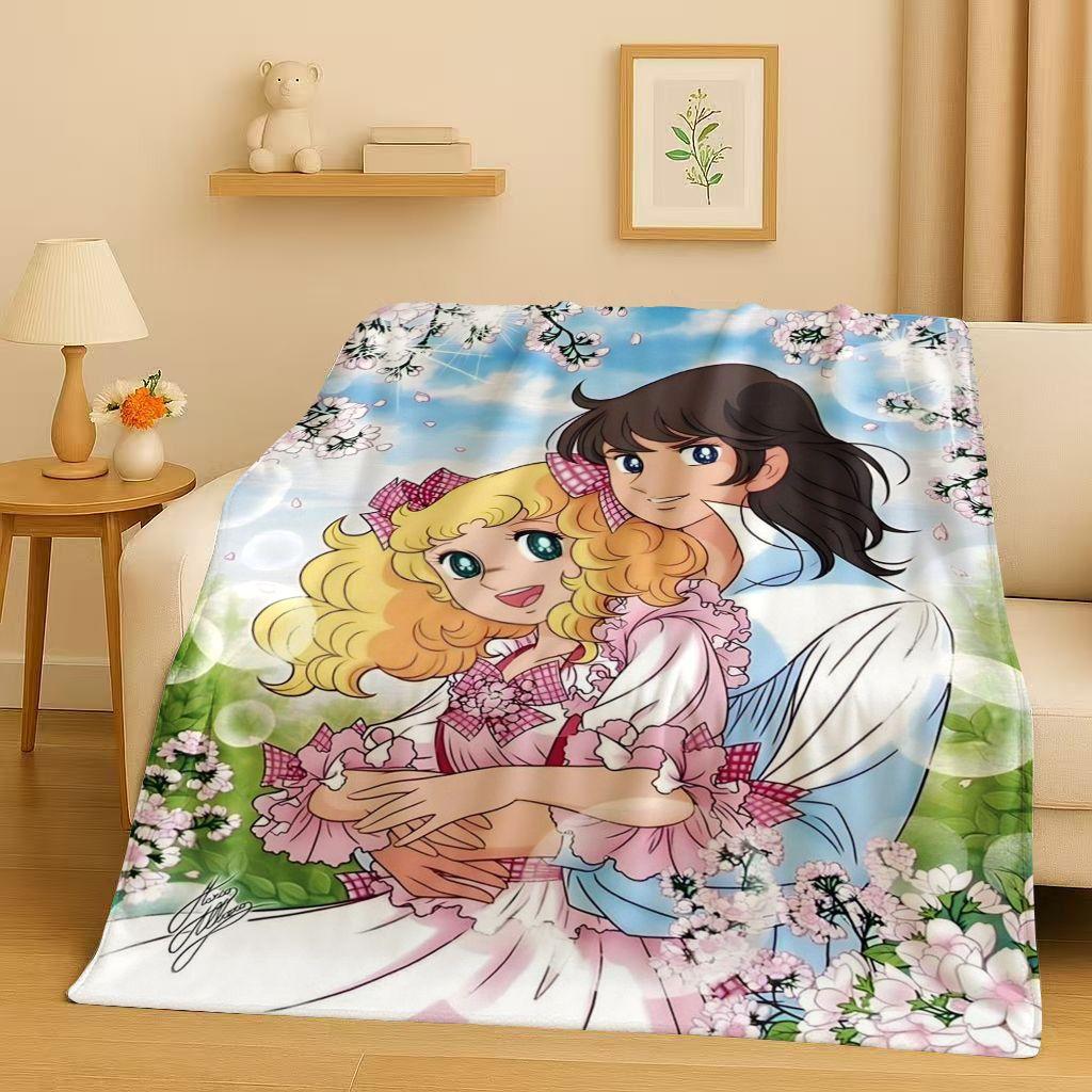 

3D Classic Cartoon Candy Candy Sweet Girl Flannel Blanket,Ultra Soft Warm Plush Throw for Home Bedroom Bed Sofa Cover Office Kid 75x90cm