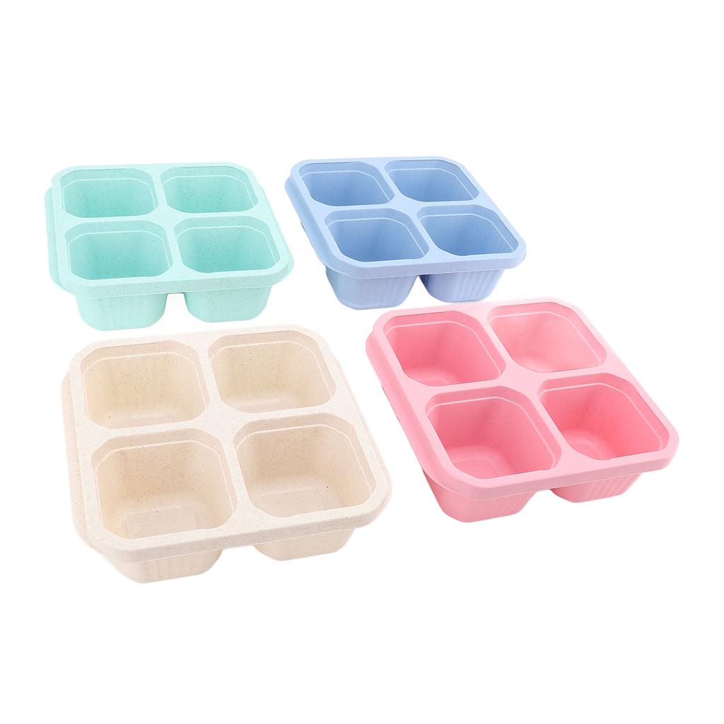 4 Colors Snack Container Box Stackable Reusable Dustproof 4 Divided Compartment Snack Container