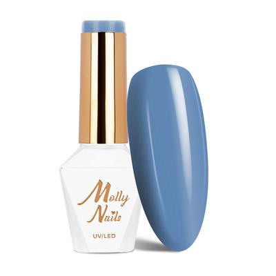 Lakier Hybrydowy Led/Uv Gel Polish Molly Nails Blue Sky Nr 113 Clear Blue Hema/Di-Hema Free 8G