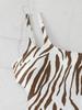 Costume da bagno bikini a righe diagonali con stampa, scollatura sulla schiena, spalline doppie, per la spiaggia