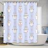 Kawaii Cat Print Shower Curtain Blue and Pink Design for Bathrooms Decor Home Accessories In White Polyester Fabric Size 72 X 84