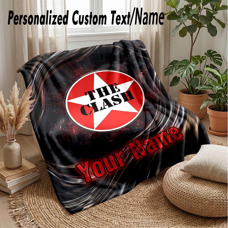 The Clash Custom Flannel Throw Blanket Print Your Name Text Soft Warm Blanket Holiday Present
