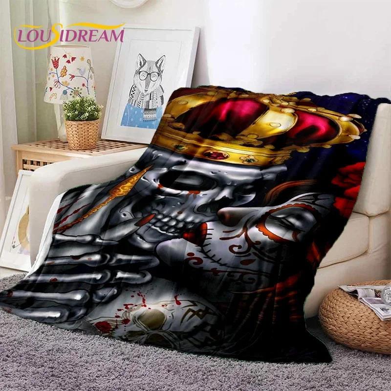 Skull Dead Girl 3D Gothic Horror Female Rose Soft Flannel Blanket,Throw Blanket Comfortable Blanket for Picnic Beds Home Bedroom