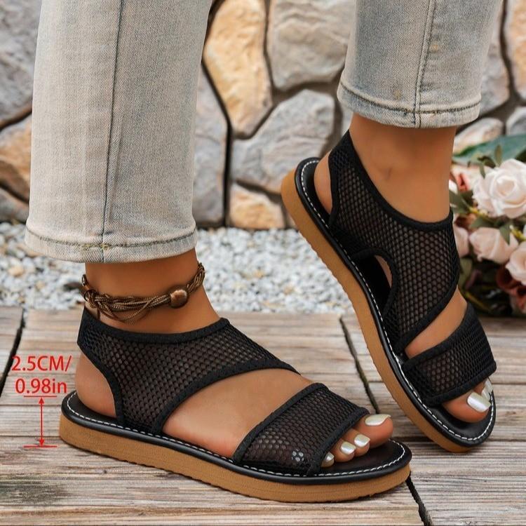 Summer Beach Sandals For Women With Mesh Upper And Rubber Sole For Casual Wear
