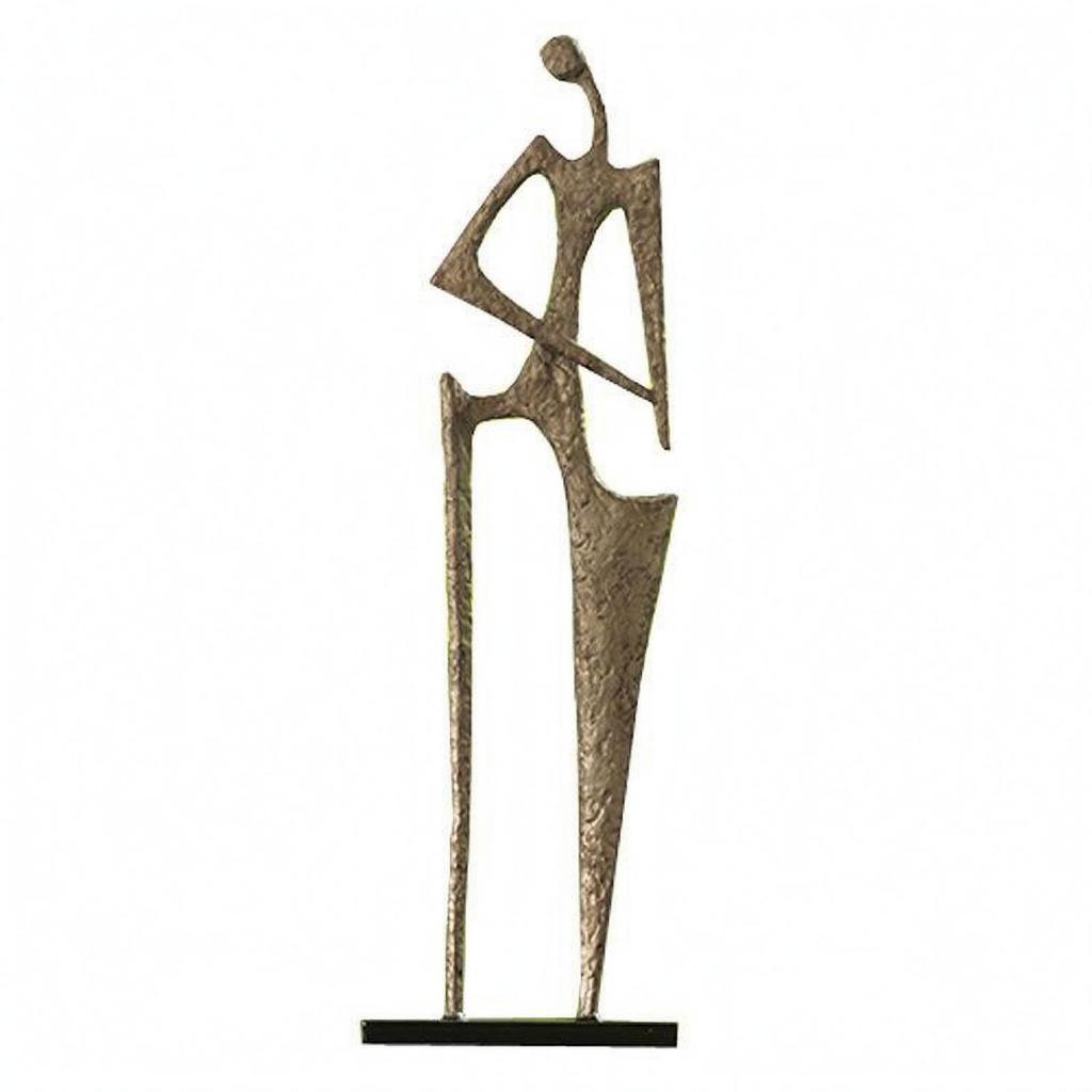 Abstract Human Sculpture Elongated Standing Figure Ornament Marble Base