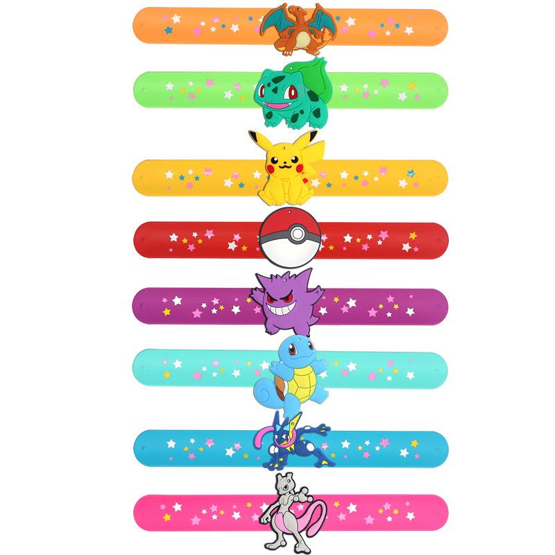 Slap Bracelet Kids Pikachu Birthday Decoration Pvc Anime Wristband Child Slap Band Puzzle Toy Boys Girls Birthday Party
