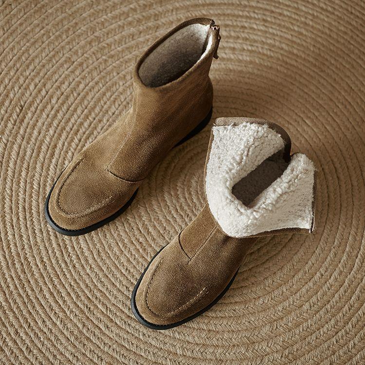 

Модные НОВЫЕ Осенне-зимние женские ботинки из коровьей замши, женские туфли с круглым носком и низким каблуком, ботильоны челси на молнии, повседневные короткие ботинки 40