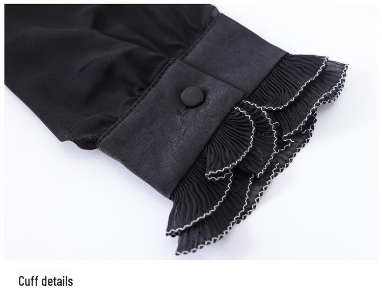 Women's Ruffled Chiffon Long Sleeve Shirt - Spring/Autumn Western Style Top