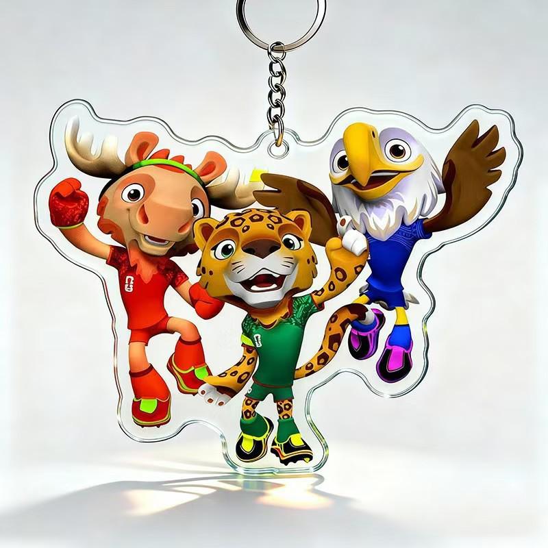 2026 North America World Cup Mascot Keychain: Deer, Eagle, Leopard Combo