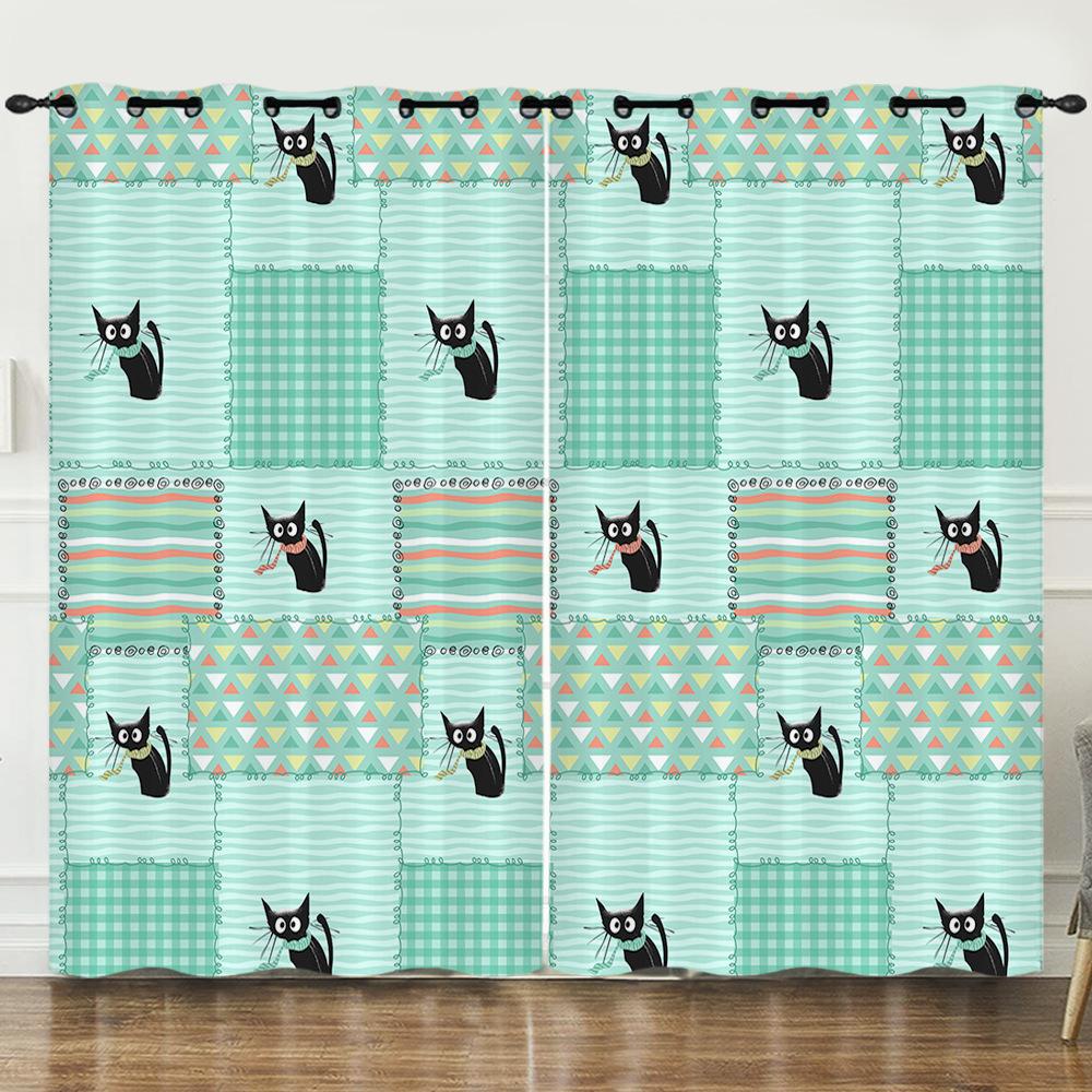 Curtain Cartoon Animal Animation Kitten 3D Digital Printing Blackout Curtain 3D Three-Dimensional Printing