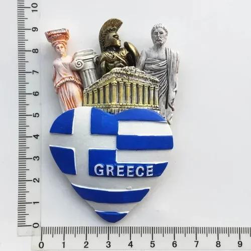 Griechische Touristen-Souvenirs Kühlschrankmagnet Griechenland Flagge Samurai Spartanischer Helm Handbemalung Magnetische Kühlschrankaufkleber Geschenkideen
