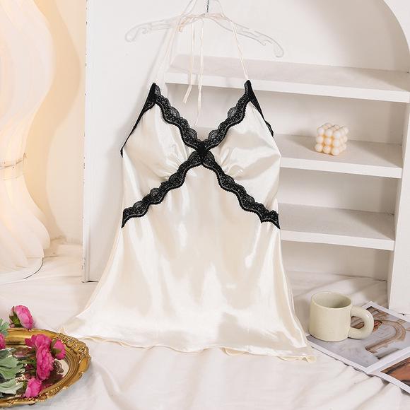European & American Silk-Style Backless Camisole Shorts Set - Women's Summer Casual Pajamas