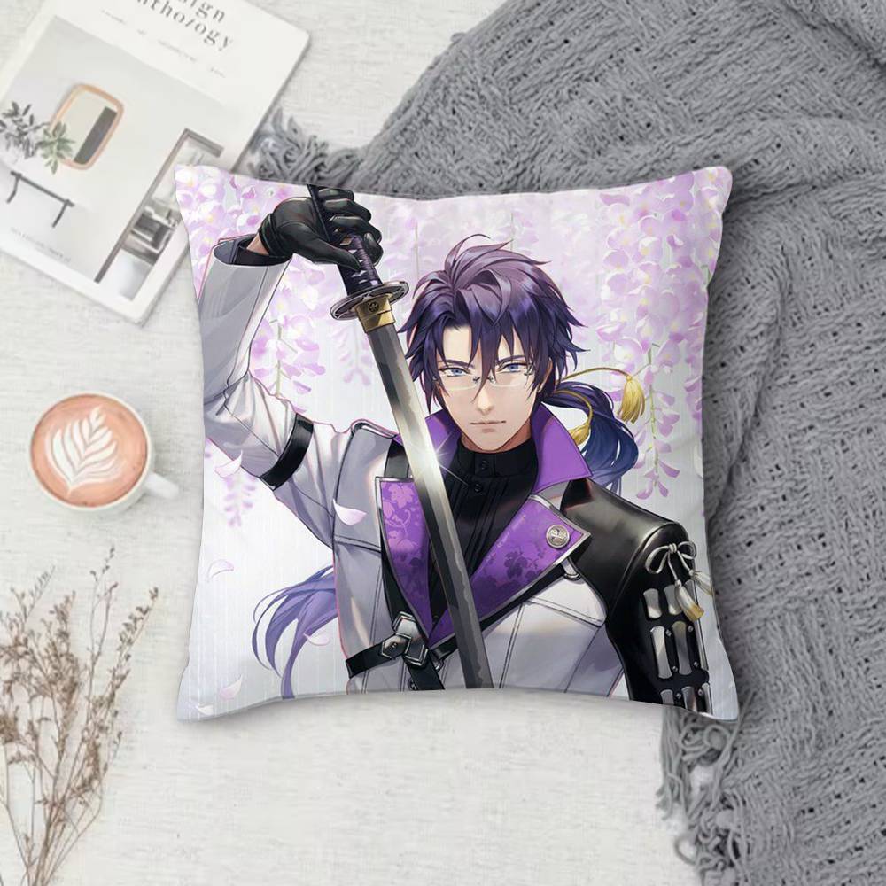 Touken Ranbu Anime Double-Sided Printed Square Pillow Cover Decorative Cushion Cover For Sofa Bedroom Bedside