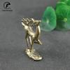 Antique Copper Sika Deer Statue Vintage Home Desktop Decorations Toy Ornaments Crafts Accessories Metal Brass Animal Figurines