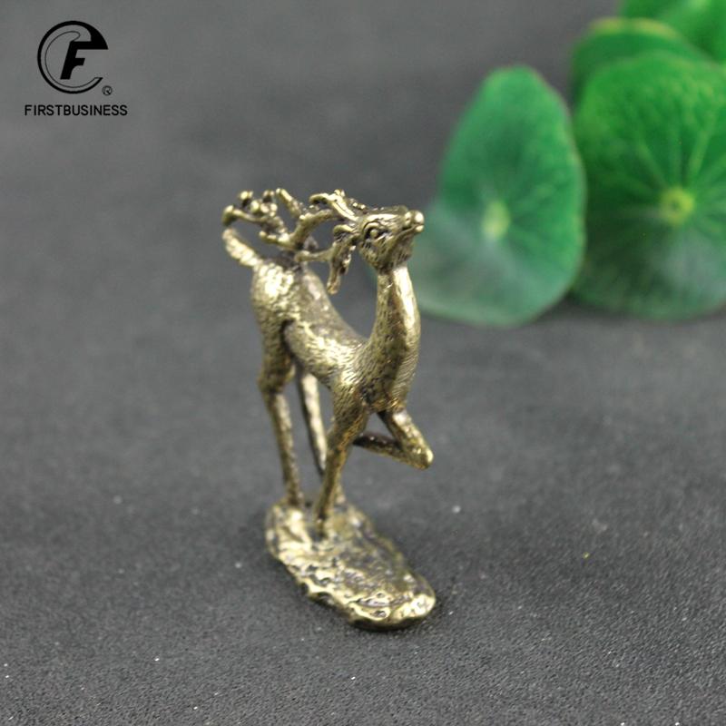 Antique Copper Sika Deer Statue Vintage Home Desktop Decorations Toy Ornaments Crafts Accessories Metal Brass Animal Figurines