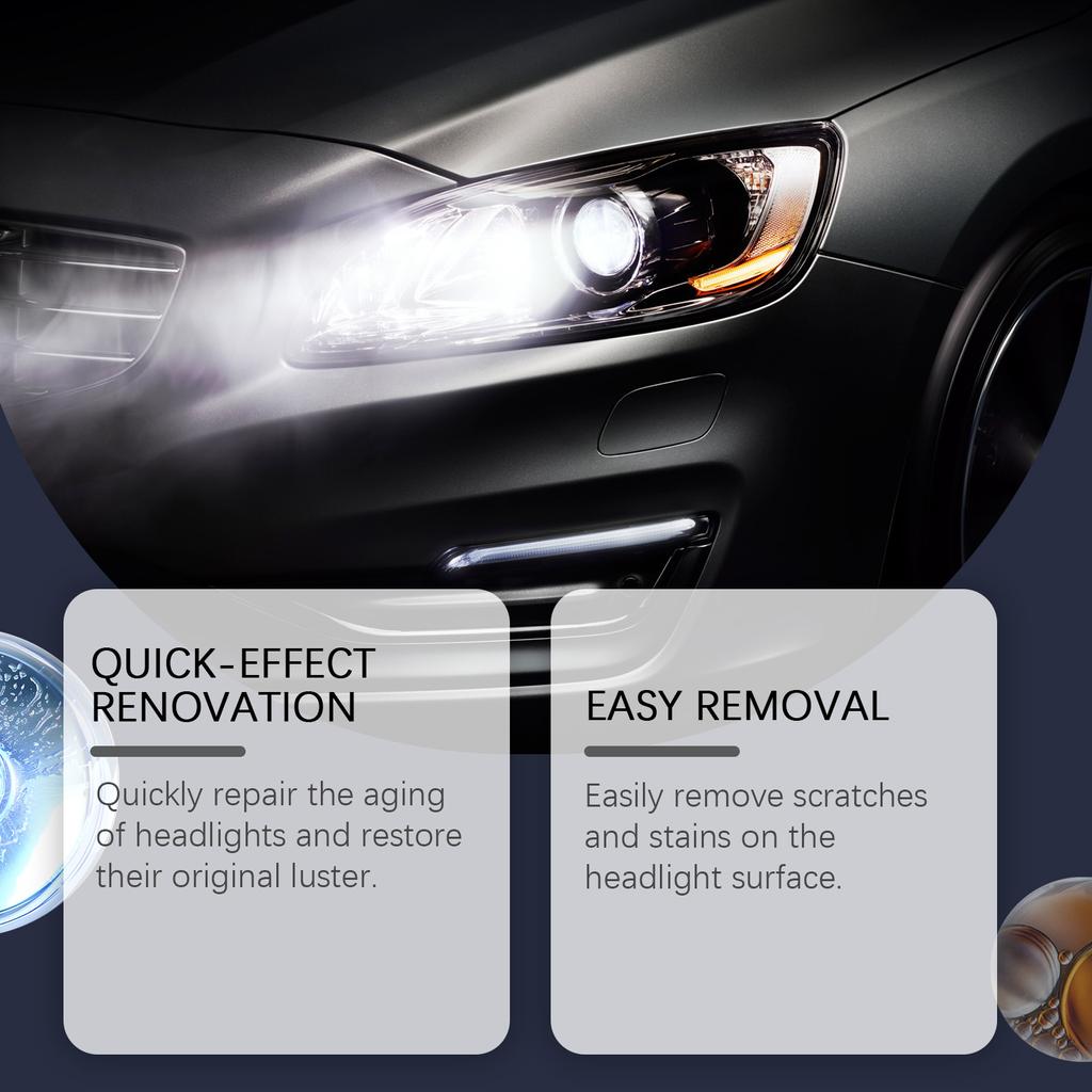 HOMONTH Kits de pulido para restauración de faros de coche, removedor de arañazos para faros, pasta limpiadora para reparación, elimina la oxidación, líquido para pulir faros