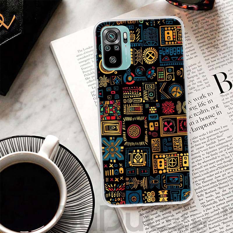 African Style Fabric Pattern Cover For Xiaomi Redmi Note 10 9S 9 8T 8 Pro 7 5 Mi 9T 10T 11T 12T 11 12 Lite 12X A3 A2 A1 Print Co