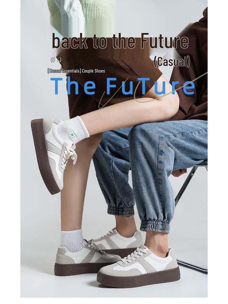 Autumn Retro German Trainer: Versatile White Casual Sneakers for Women F8862