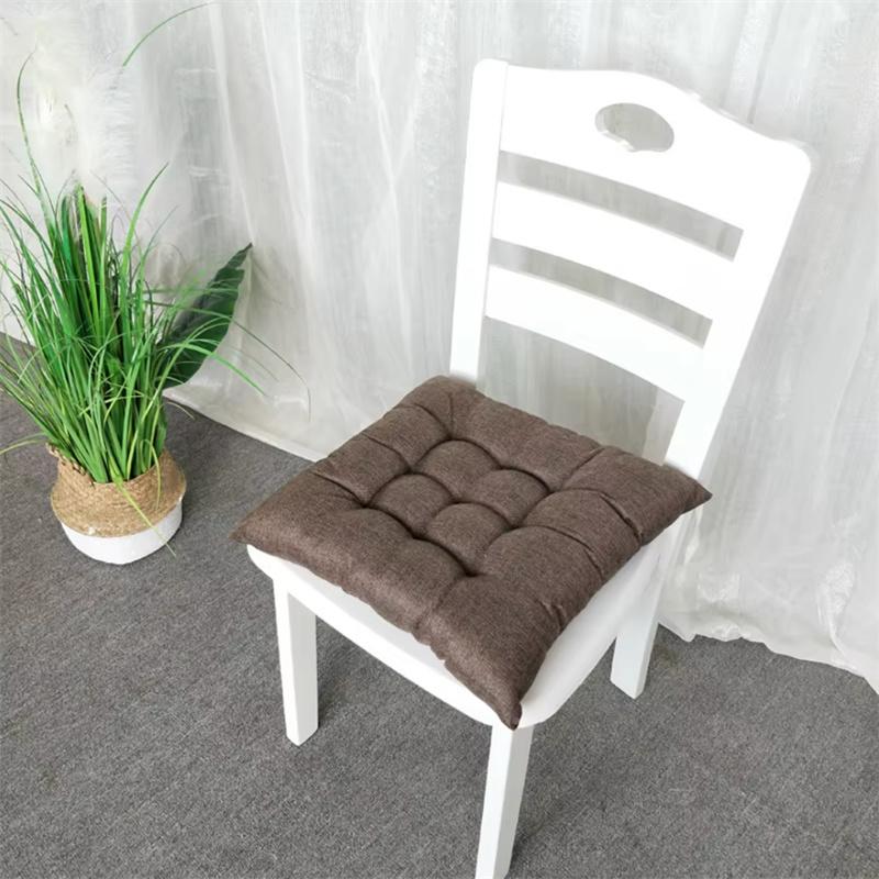 Linen-cotton Four-season Home Cushion Fashionable Solid Color Dining Chair Anti-slip Pad Office Comfortable Sedentary Stool Mat