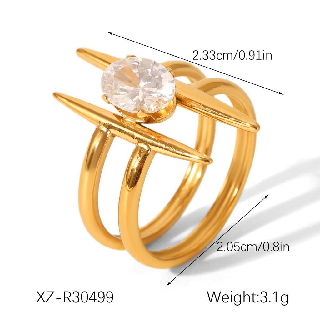 High-End Zircon Stainless Steel Ring Set for Women - Durable & Stylish Titanium Design