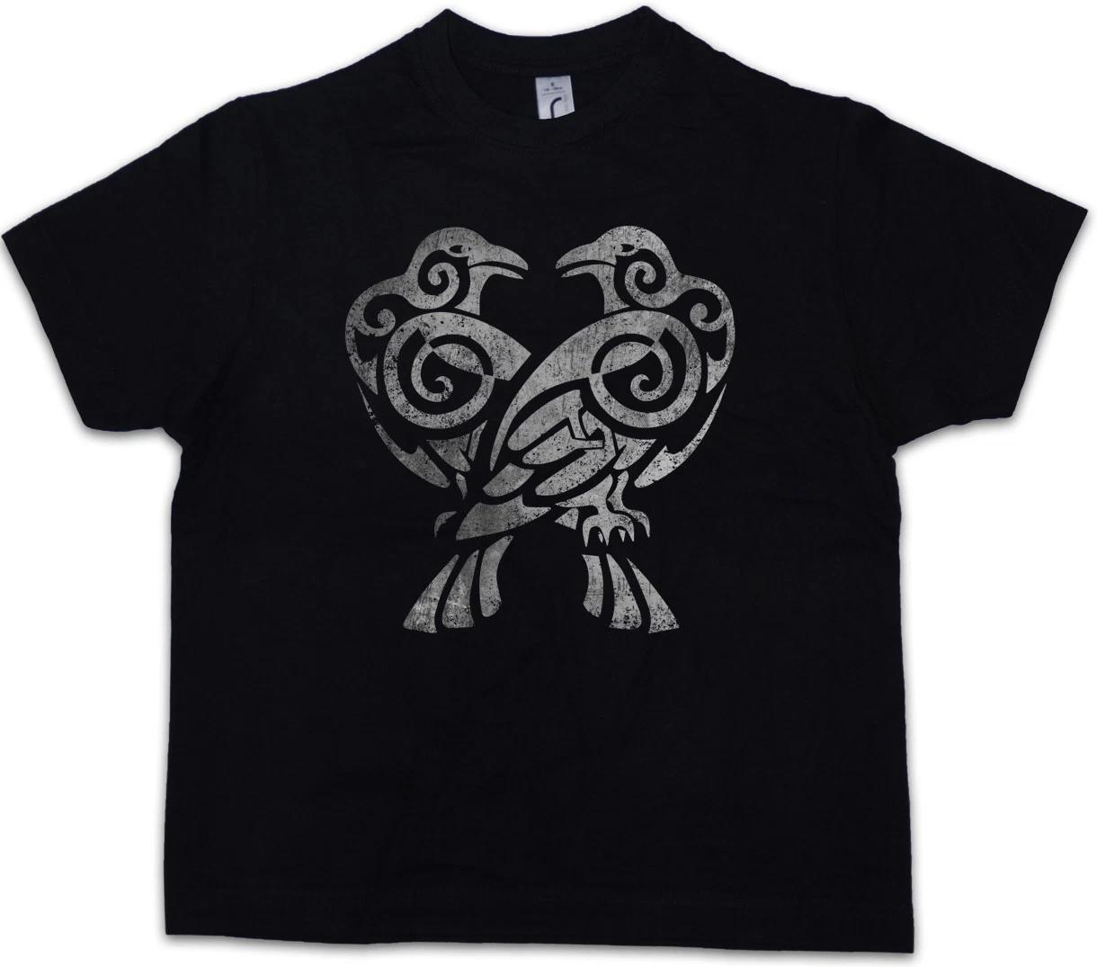 HUGIN AND MUNIN IV Kids Boys T-Shirt Norse Vikings Odhin Odin Thor Raven Ravens 160