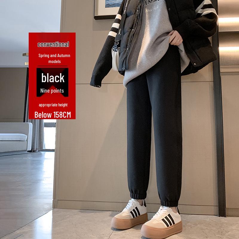 Women's High-Waist Fleece-Lined Cuffed Sweatpants - Thick Grey Joggers for Autumn/Winter 2024
