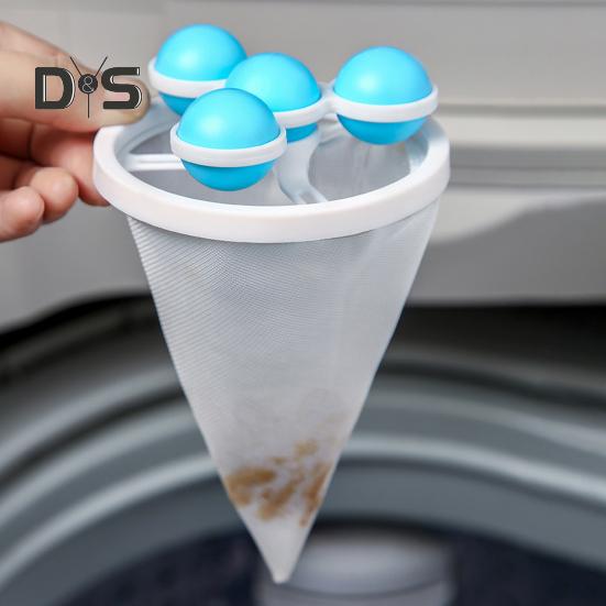 3Pcs Floating Hair Filtering Mesh Removal Laundry Pet Hair Catcher Reusable Washing Machine Hair Filter Cleaning Mesh Bag
