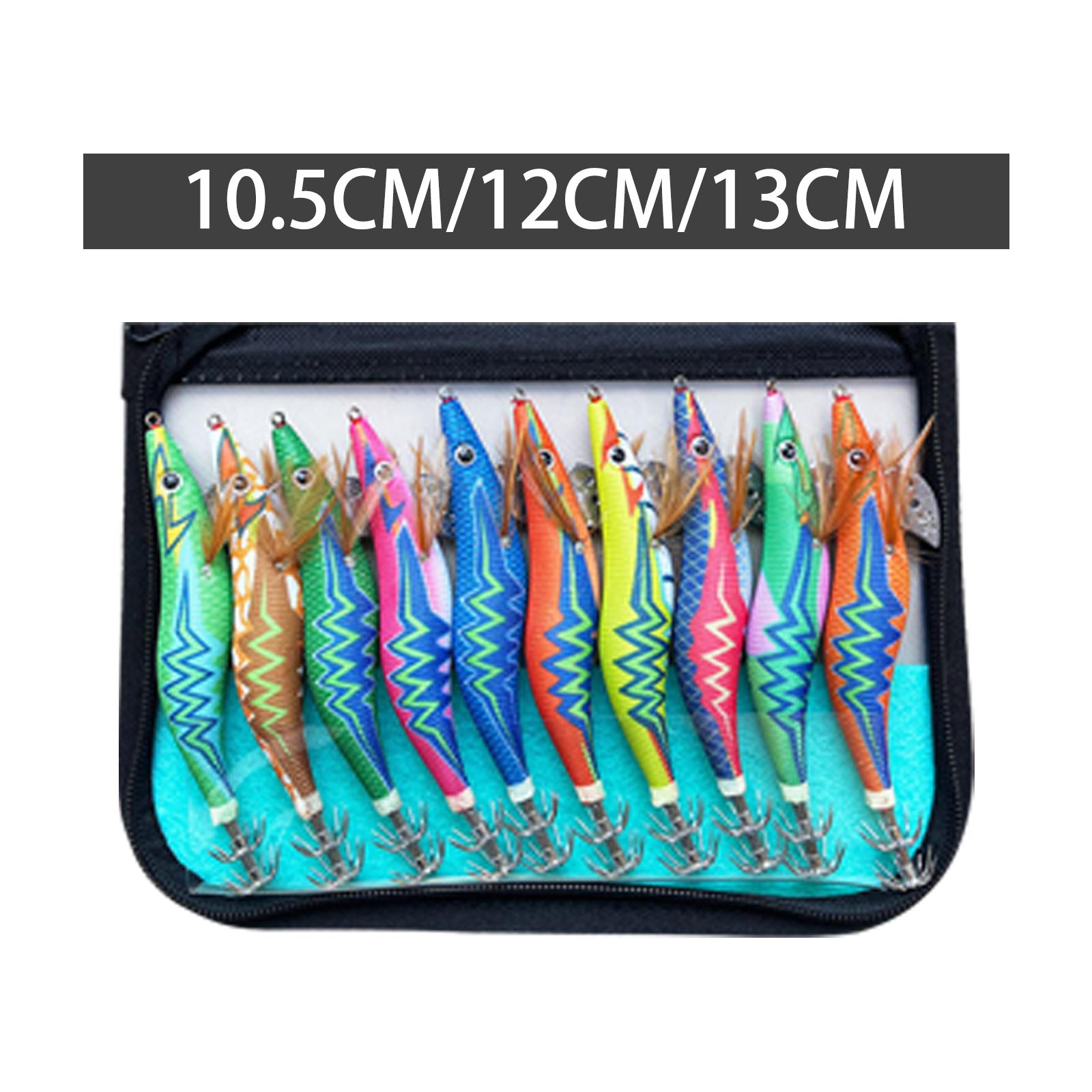 10x Fishing Lures Set Fishing Hooks Squid Jig Lures Luminous Lures for Saltwater 13cm