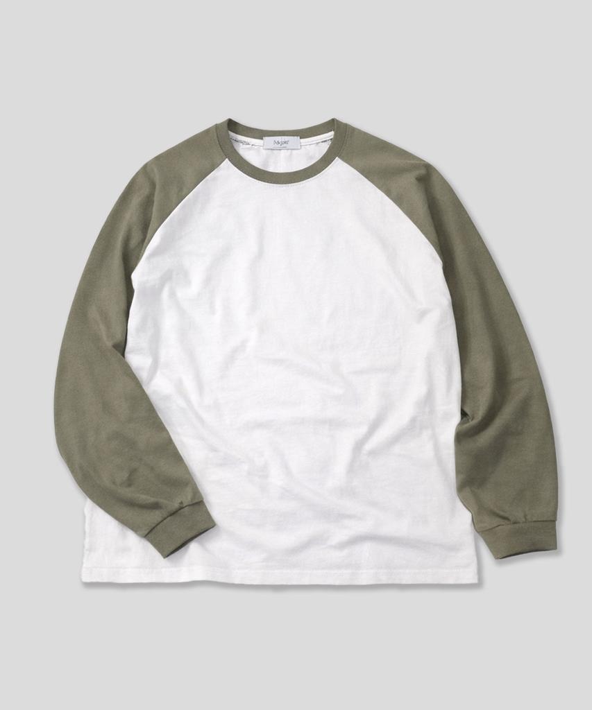 POLYGRAM Oversized Raglan Long Sleeve T-Shirt - Ivory/Khaki