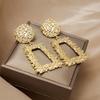 European & American Hot Sale: Trapezoidal Geometric Frosted Relief Metal Earrings, Bold Bohemian Style for Women