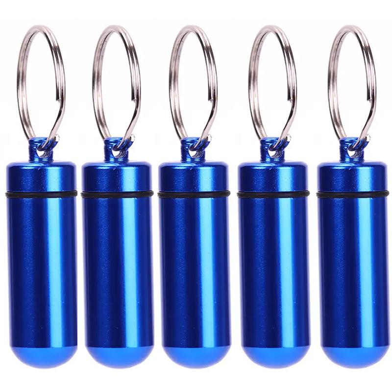 

Portable Mini Travel Pill Medicine Box Case Waterproof Container Keychain Capsule Bottle Key Ring Chain First Aid Medicine Box 1pcs синий