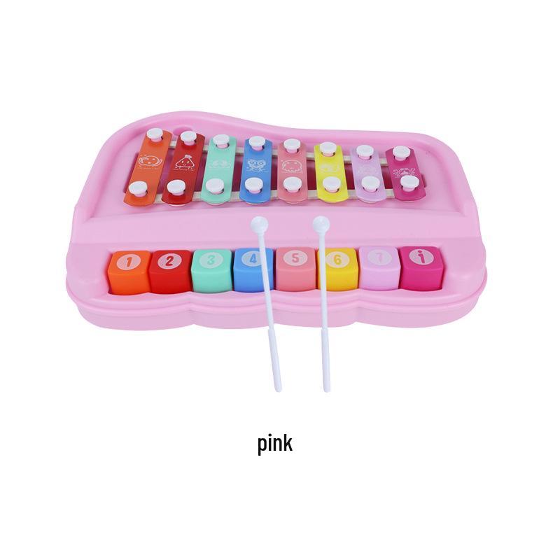 Eight-Tone Hand-Knocked Piano & Keyboard: 2-in-1 Educational Percussion Toy for Infants & Toddlers розовый