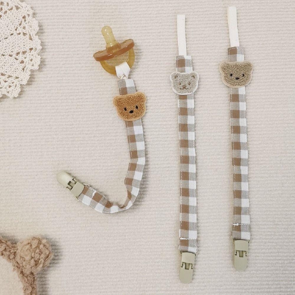 Bear Baby Cloth Pacifier Chain Embroidery Nipple Holder Clips Anti-lost Soother Holder  Baby