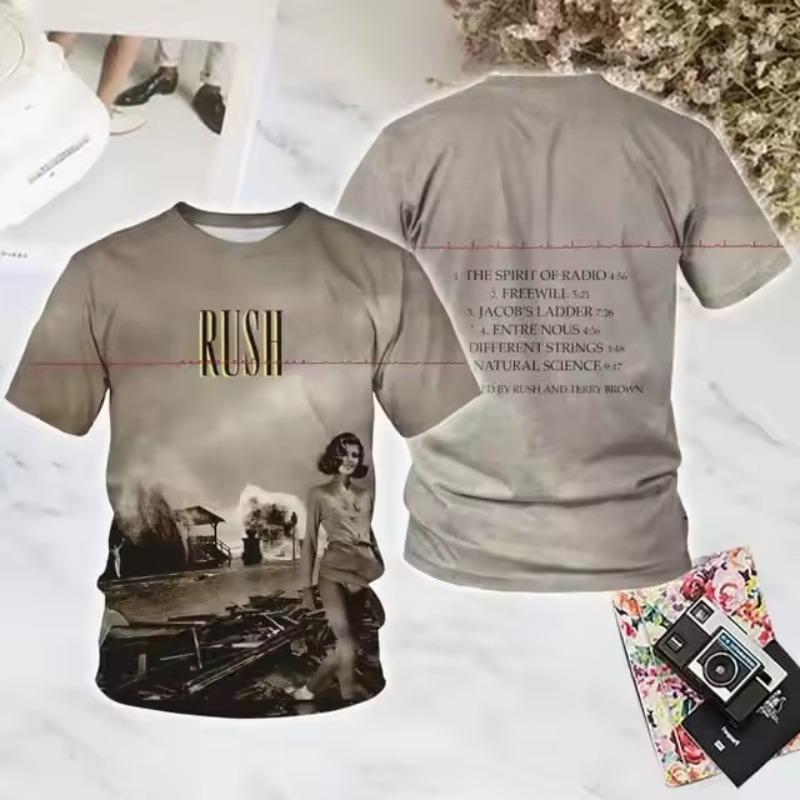 Popular Rock Rush 3D Print T-shirts Summer New Men Women Hip Hop Trend Short Sleeve TShirt Street Loose Casual Oversized Y2k Top