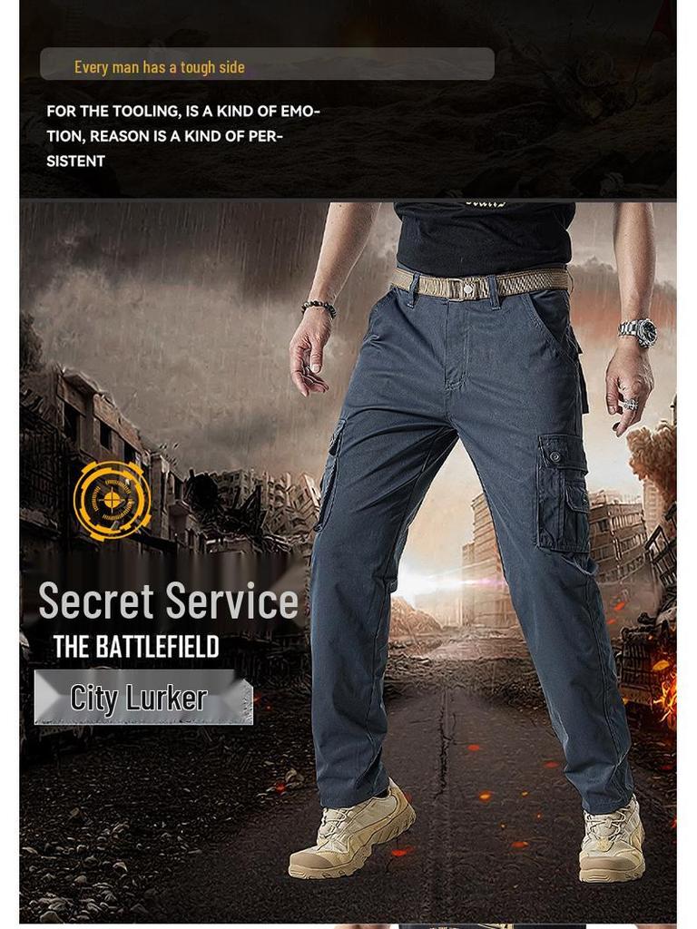 Herren Slim Fit Straight Leg Cargohose - Vielseitige Mehrfach-Taschen Freizeitbekleidung