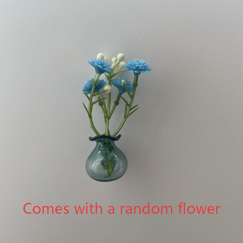 Magnetic Flower Vase Mini Glass Vases for Fridge Refrigerator Magnet Set Small Decorative Accessories