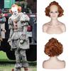Curly Bald Wig for Old Men Ginger Brown Pennywise It Halloween Cosplay Wigs Fluffy Costume Anime Wig Male