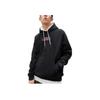 Li Ning Sports Fashion Series Embroidered Logo Loose Fleece Warm Hooded Sweatshirt Unisex sweatshirt Black AWDRD42-8