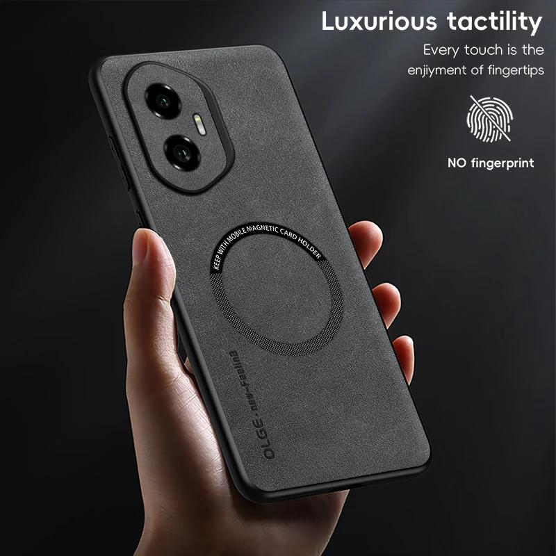 For Honor 300 300 Pro 300 Ultra Fine Hole Sheepskin Magnetic TPU Soft Edge Anti-Drop Anti Fingerprint Phone Case