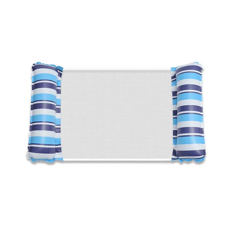 1pcs Inflatable Water Hammock with Mesh Outdoor Water Foldable Striped Floating Bed Water Lounge Chair Pool Party Beach Fun