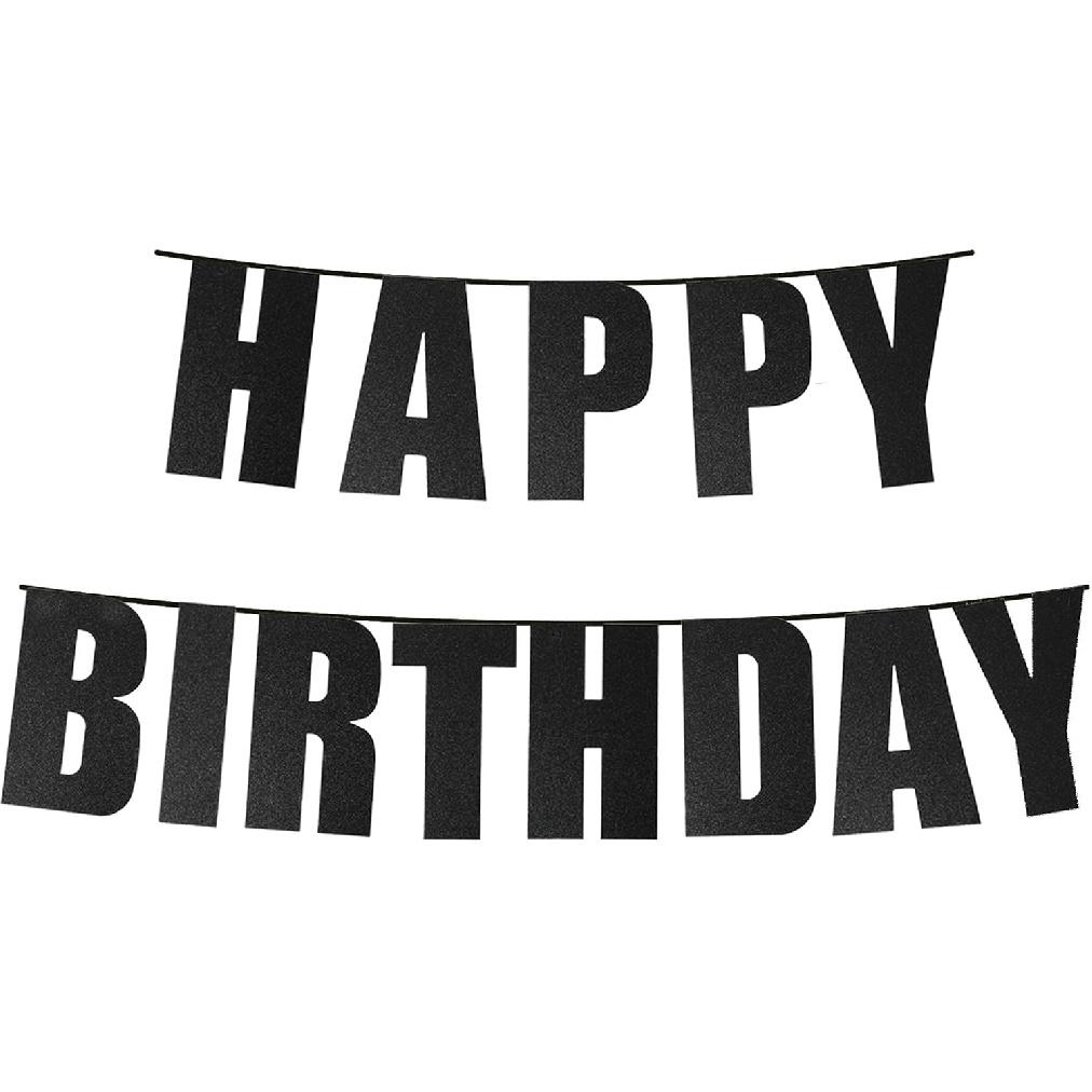 Black Birthday Banner Party Decorations for Women Men Birthday Supplies