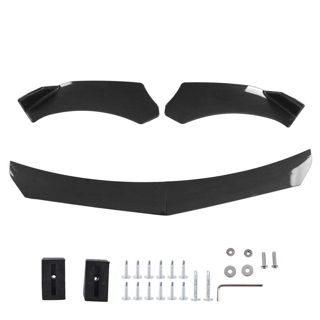 Front Bumper Lip Spoiler 4 Parts Form Universal Modification Aggressive Decoration