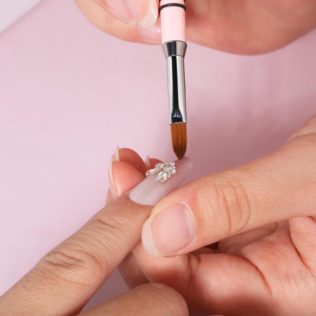 3 Pcs 3d Acrylic Nail Brush Set, Nails Design Brush With Non-Slip Handle, Pink With Non-Slip Handle Flower Brushs Tools for Women Diy Home Salon