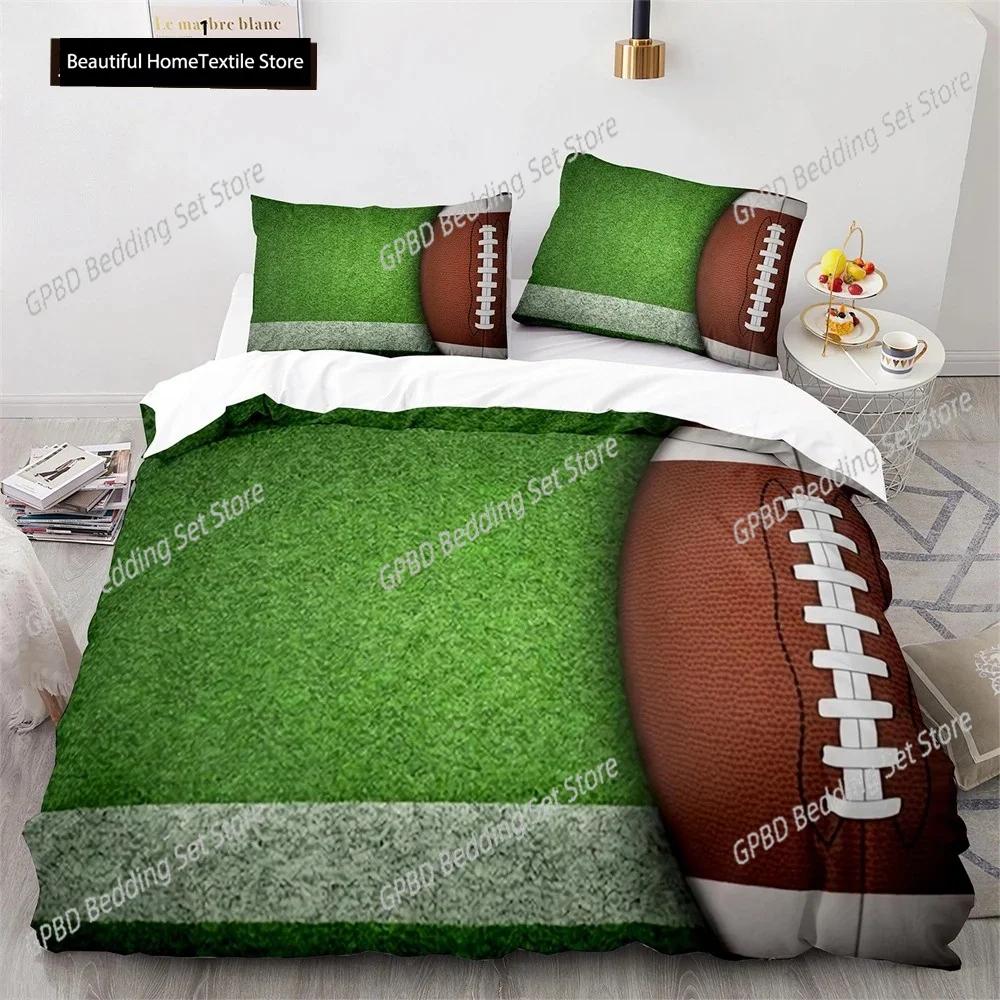 American Football Bettbezug Set 3D Sport Rugby Spieler Polyester Bettdeckenbezug Für Männer Teenager Junge Kind Bettwäscheset King Queen