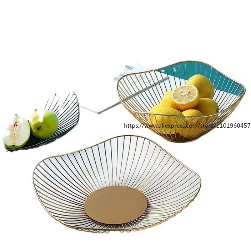 Nordic Creative Fruit Basket Ironwork Home Fruit Plate Snack Storage Basket Living Room Desktop Storage